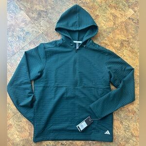 💚Adidas Shadow Green Hooded Windbreaker Half-Zip Pullover Jacket Men’s Small💚